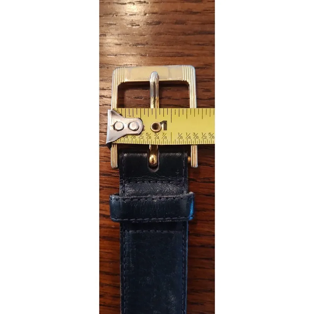 Lejon Vintage Belt Glove Leather Navy Blue Size 32 #7294 Gold tone hardware